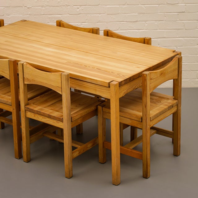 Hongisto Dining Set by Ilmari Tapiovaara for Laukaan Puu, 1970s, Set of 7, in Good conditions. Designed 1960 to 1969 This...