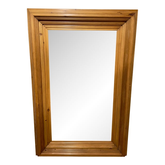 Beveled Glass Pine Mirror For Sale