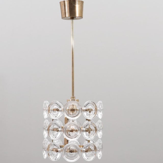 Metal Pendant Light attributed to Carl Fagerlund for Orrefors Sweden, 1960s For Sale - Image 7 of 7