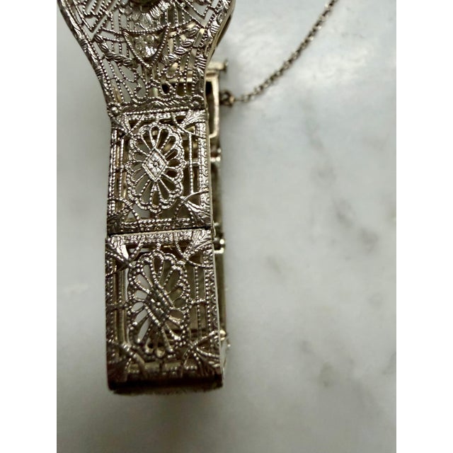 1920s Art Deco Platinum & 14k Gold Estate Emerald & Diamond Bracelet For Sale - Image 11 of 18