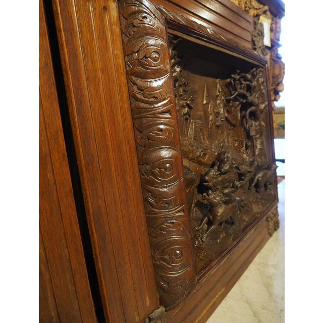 Pair of Large Antique French Oak Framed Hunt Plaques, P. Lecourtier (1851-1925) For Sale - Image 9 of 18