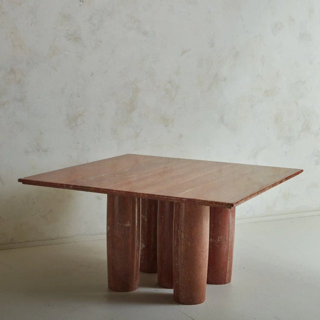 Cassina ‘Il Colonnato’ Dining Table in Red Persian Travertine by Mario Bellini for Cassina, Italy 1970s For Sale - Image 4 of 13
