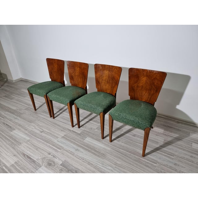 Art Deco Dining Chairs attributed to Jindrich Halabala, 1940s, Set of 4 For Sale - Image 3 of 18
