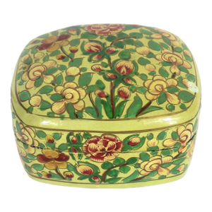 Vintage Hand Painted Kashmir Lacquered Trinket Box