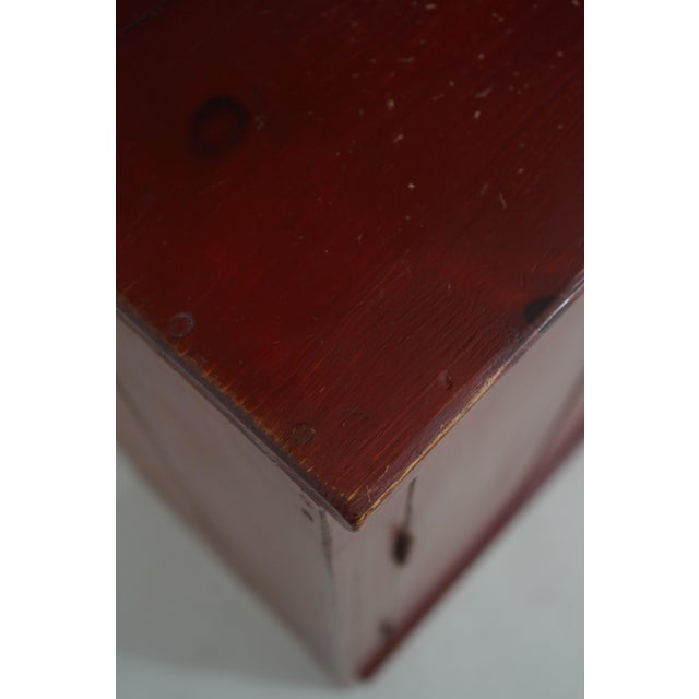 Country Red Paint Decorated Step Back Cupboard Hutch For Sale - Image 10 of 15