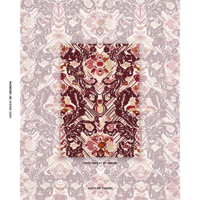 Traditional Schumacher Reversible Digital Damask Fabric In Merlot For Sale - Image 3 of 6