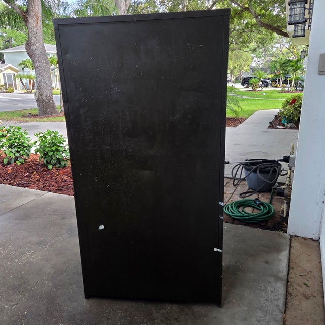 Mid 20th Century WWII-Era Dark Olive-Green General Fireproofing Company All steel Supply Cabinet W/ Brass Hardware For Sale - Image 12 of 12