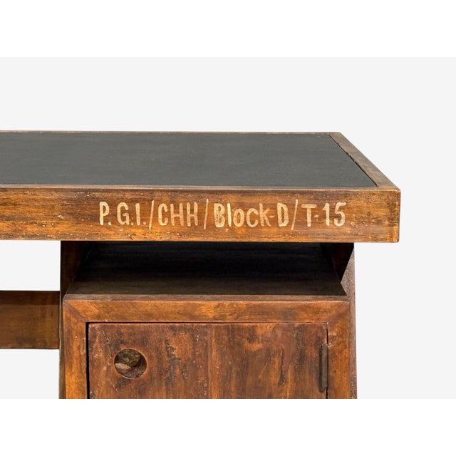 Pierre Jeanneret, Rare Writing Desk, Teak, Leatherette, Chandigarh, India, 1960s For Sale In New York - Image 6 of 14