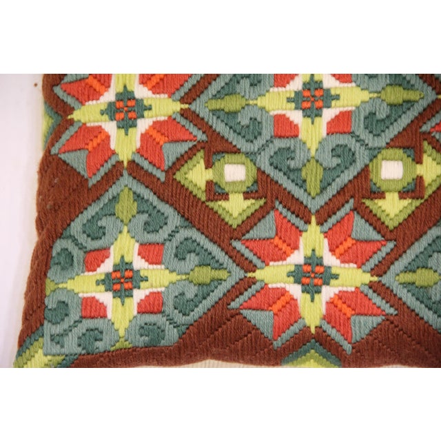 Vintage Hand-Embroidered Sofa Cushion For Sale - Image 4 of 6