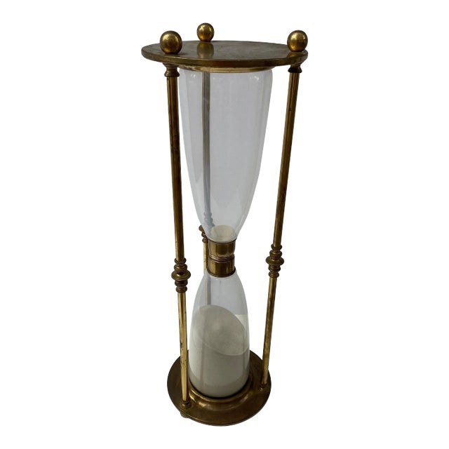 Wooden Hour Glass or Sand Timer with Hand Blown Glass For Sale