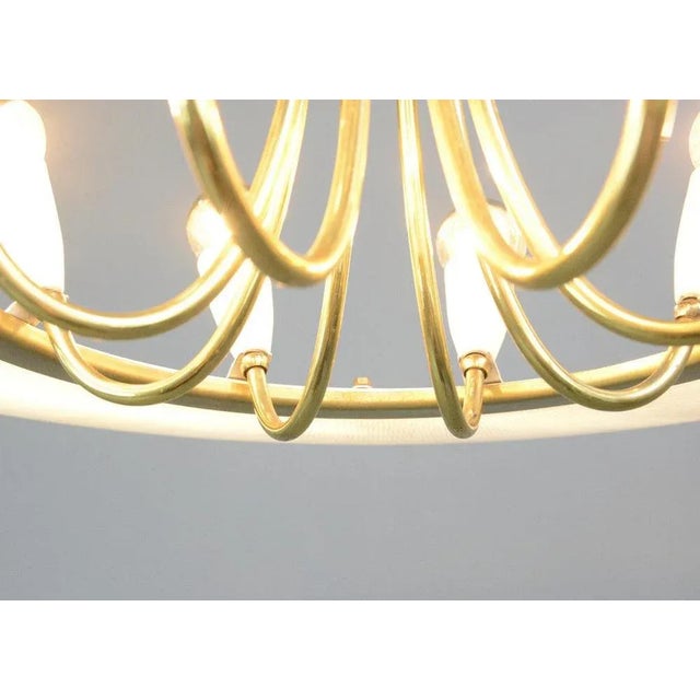 Large Mid-Century Modern Brass and Glass Pendant Light, 1960s For Sale - Image 6 of 13