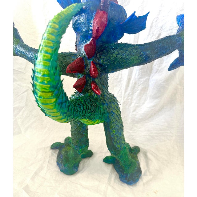 Folk Art Whimsical Paper Mache' Dragon Sculpture by Artist James C. Osterberg For Sale - Image 3 of 11