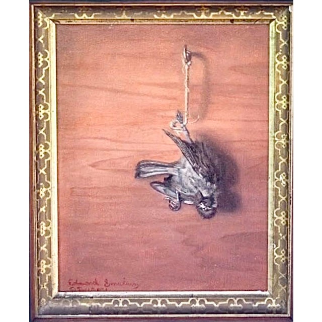 A lovely, original artwork by listed artist Edward Paul Smalarz. Features a Trompe L’oeil style image of a game bird style...