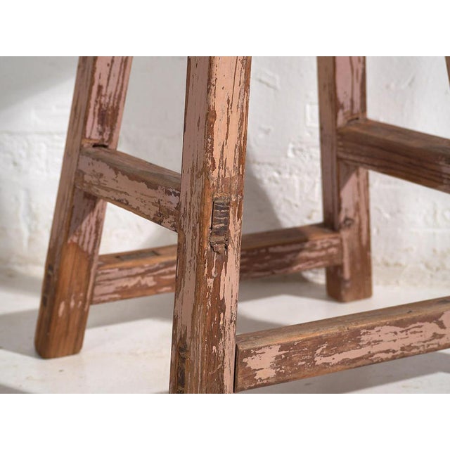 Antique Stool with Pink Patina, 1900 For Sale - Image 4 of 8