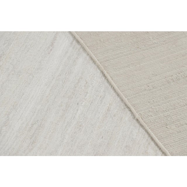 Textile Rug & Kilim’s Oversized Textural Square Rug in Solid White and Gray Striae For Sale - Image 7 of 7