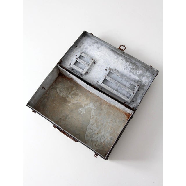 Antique Galvanized Metal Travel Case For Sale - Image 16 of 18