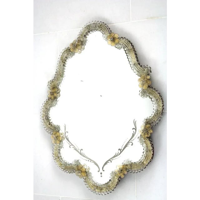 Gold Venetian Murano Glass Wall Mirror, 1950s For Sale - Image 8 of 8