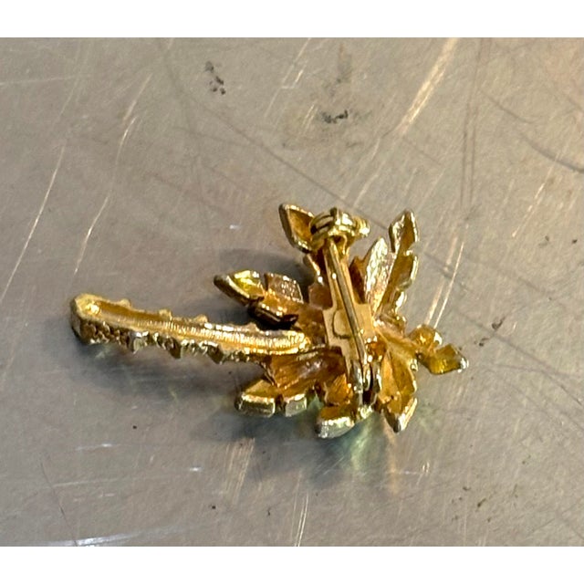 Mid-Century Modern Small Gold Tone Palm Tree Brooch For Sale - Image 3 of 4