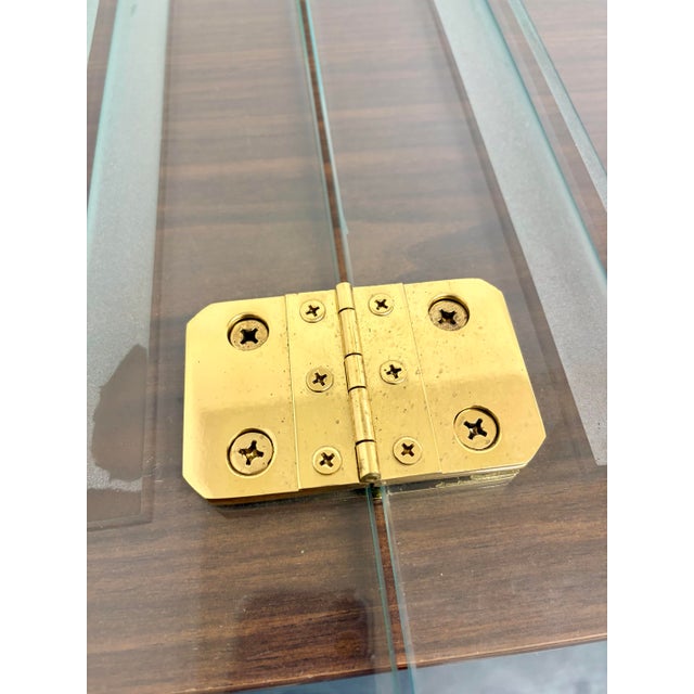 Transparent Vintage Art Deco Etched Glass Fireplace Screen With Brass Hardware For Sale - Image 8 of 12