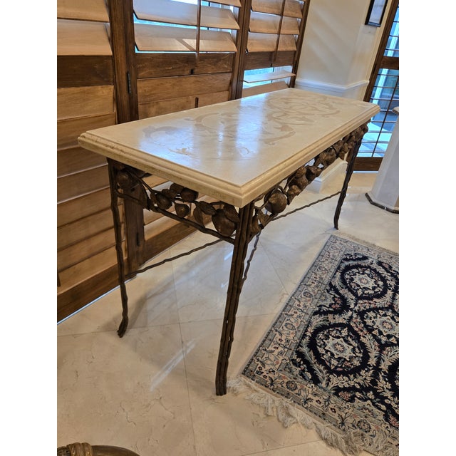 Late 20th Century Stunning Wrought Iron Console Table of Fruits and Twisted Branch Feet For Sale - Image 4 of 15