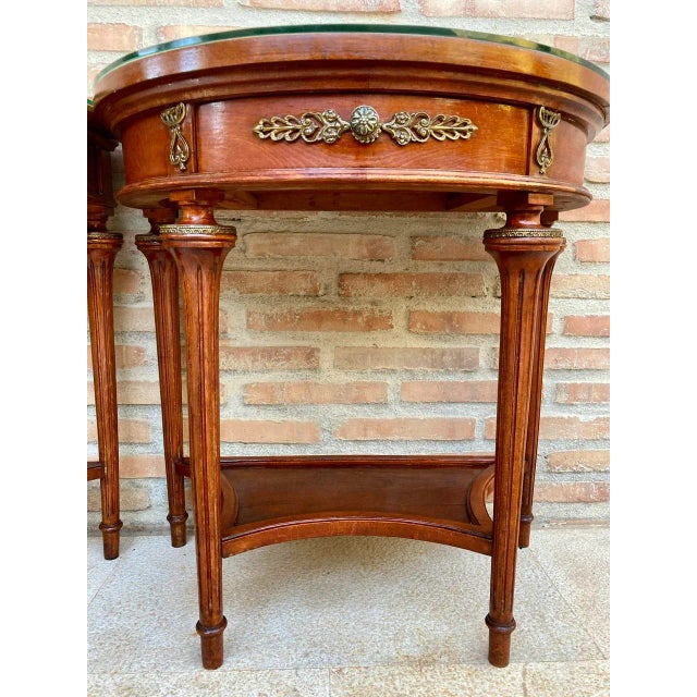 1930s Empire Style Mahogany Nightstands with Bronze and Brass Details, 1930s, Set of 2 For Sale - Image 5 of 18