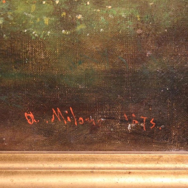 Italian Artist, Bucolic Landscape, 1875, Oil on Canvas For Sale - Image 4 of 14