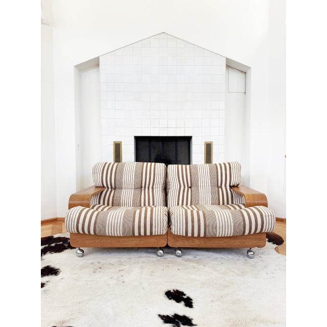 70s Mario Bellini Cassina "Pianura" style Oak Two Seater Sofa Loveseat (2 of 2) For Sale - Image 16 of 18