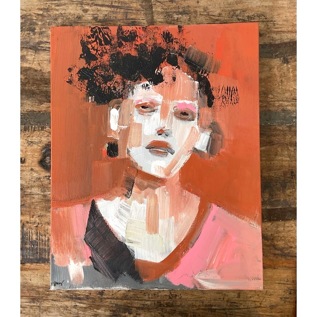 Textile Vintage Original Abstract Expressionist Portrait For Sale - Image 7 of 12