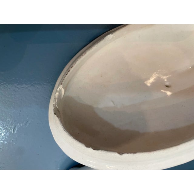 Vintage Figural Fish Tureen With Lid & Ladle – White Ceramic Coastal Nautical Serveware For Sale - Image 9 of 10