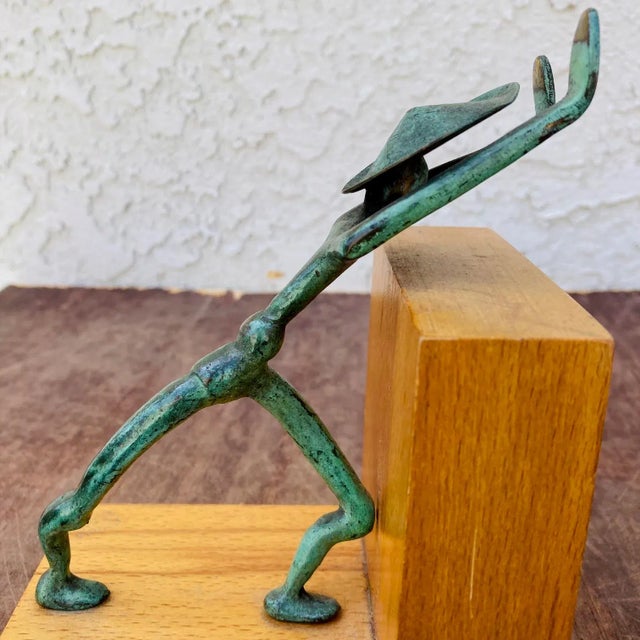 Bronze Mid Century Bronze Figure Bookends - a Pair For Sale - Image 8 of 12