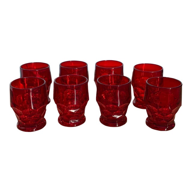 1970s Vintage Red Cocktail Glasses, Set of 8 For Sale