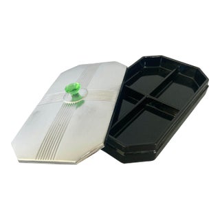 1930s Art Deco Sectioned Black Glass Box With Lid, Could Be a Jewelry Box For Sale