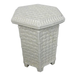 Italian Ceramic Lattice Side Table For Sale