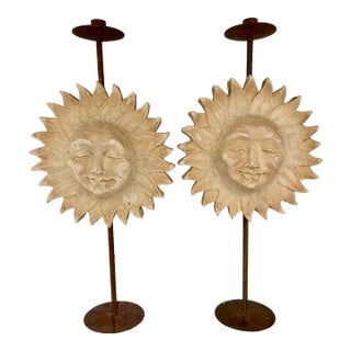 Pair of Decorative Sun Candelabras by Hayes Parker For Sale