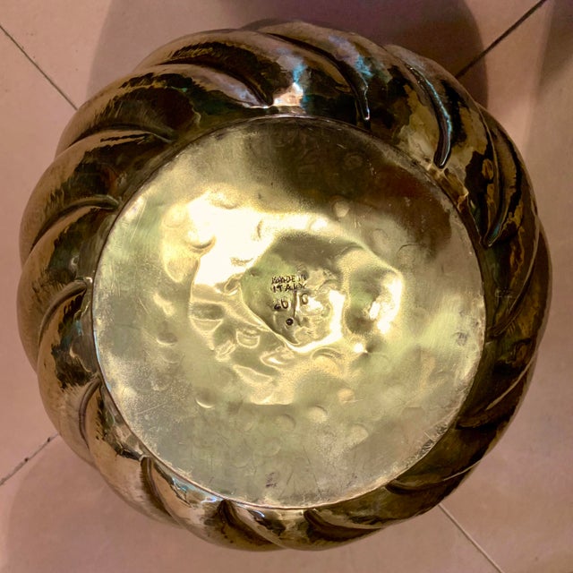 Large Baroque Brass Repousée Cachepot With Bold Gadrooning For Sale - Image 11 of 12