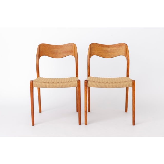 Brown Vintage Danish Model 71 Dining Chairs from J.L. Møllers, 1960s, Set of 6 For Sale - Image 8 of 18