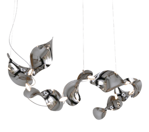 Dune 8 Curve Chandelier with Silver Hand Polished Shades by Daniel Becker for Moss Objects