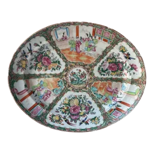 Antique Chinese Export Rose Medallion Large Oval Platter
