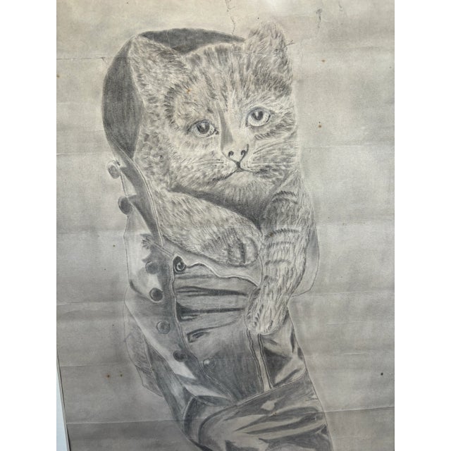 Cat-In-Boot Drawing Unframed. For Sale - Image 4 of 5