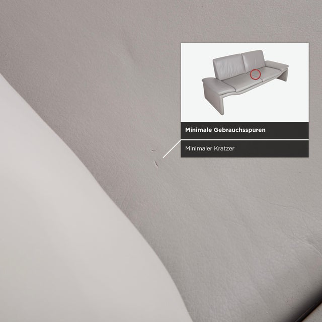 Leather Three-Seater Grey Sofa with Manual Function from Koinor For Sale - Image 10 of 16