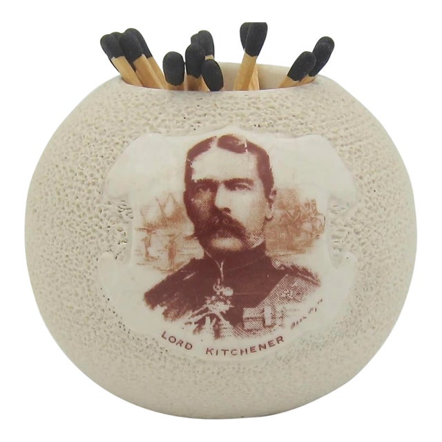 Antique English Moorcroft Match Striker Commemorating Lord Kitchener For Sale
