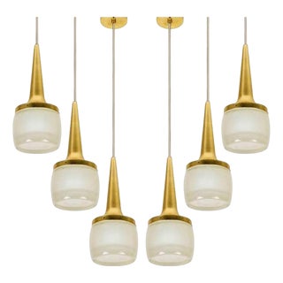 Brass and Glass Cascade Fixtures from Staff, 1960s, Set of 2 For Sale