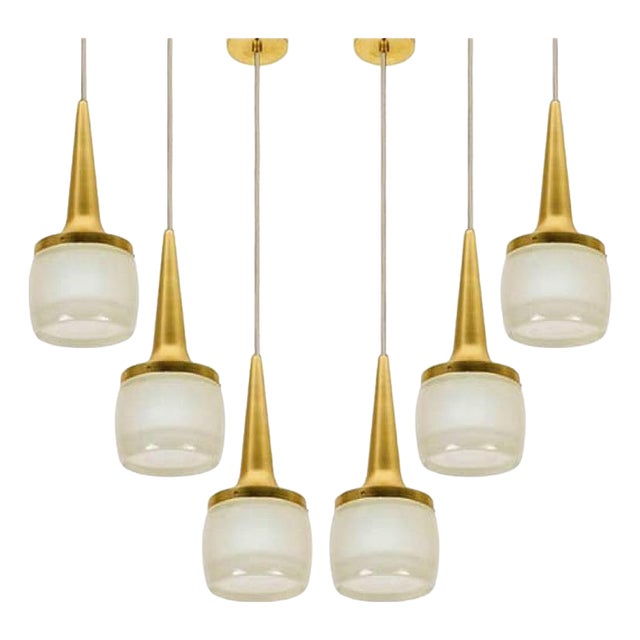 Brass and Glass Cascade Fixtures from Staff, 1960s, Set of 2 For Sale