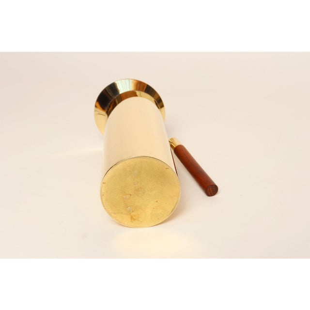 Italian Modern Brass-Plated Steel and Teak Cocktail Pitcher and Stirrer/Spoon For Sale - Image 9 of 18