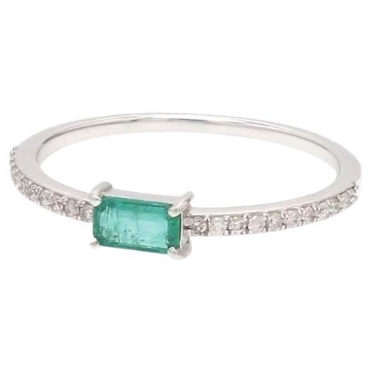 Natural 0.31 cts Zambian emerald & 0.14 cts diamond ring 14k gold For Sale - Image 15 of 18