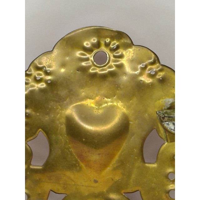 Rare 18thC Dutch Brass Hanukkah Menorah Heart Repoussé Holland 1892 Provenance For Sale - Image 15 of 17