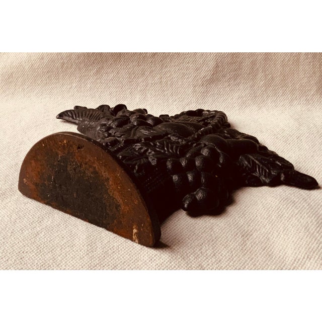 Antique American Cast Iron Fruit Basket Doorstop, C. 1920s–1930s, Black Paint For Sale - Image 4 of 18