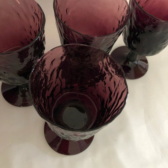 Midcentury Purple Wine ,Water Goblets S/5 For Sale - Image 4 of 6