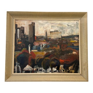 Mid 20th Century American Modernist Cityscape For Sale