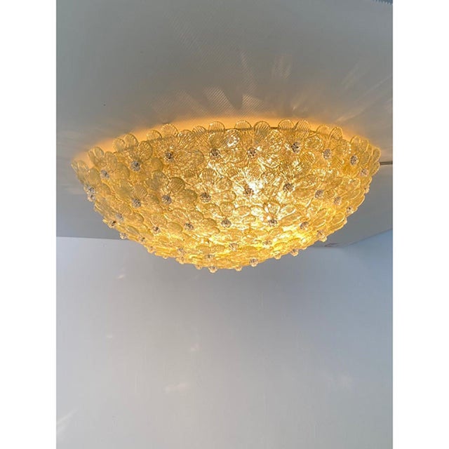 Italian Gold Flower Murano Glass Ceiling Light by Simoeng For Sale - Image 6 of 9